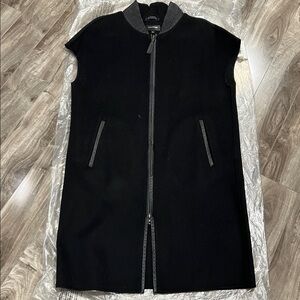 🔥🔥MACKAGE – Genuine Leather Trim Wool Blend Vest/ BLACK / M-L